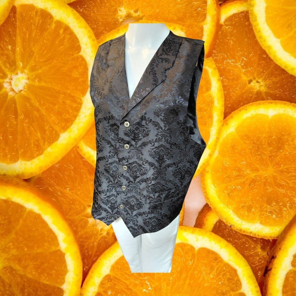 Frontier Classics Black Damask Jacquard Vest Victorian Steampunk Waistcoat M